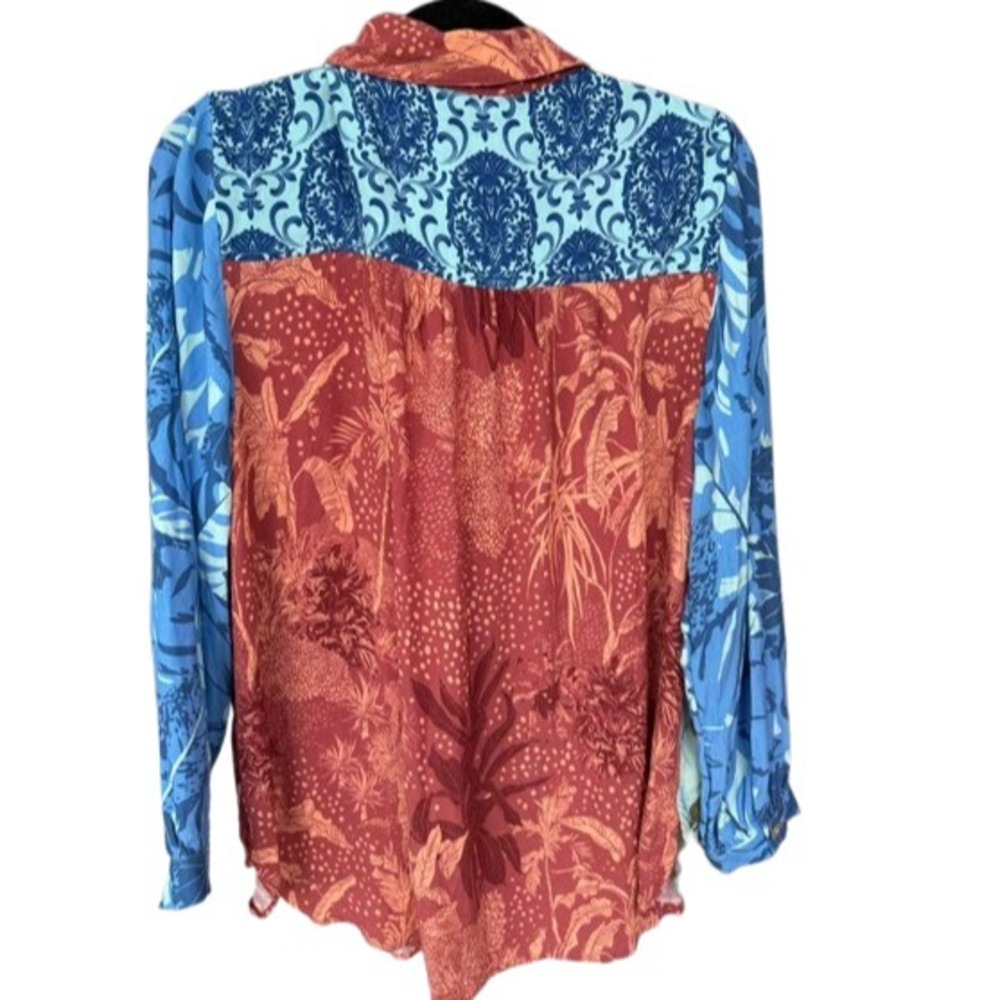 Soft Surroundings Womens Boho Patchwork Mixed Print Oversized Blouse 12 - Picture 2 of 7